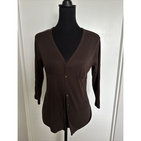 NWT Talbots Fitted Cardigan Small Brown Cotton Blend Long Sleeve NWT $44 - Picture 1 of 8